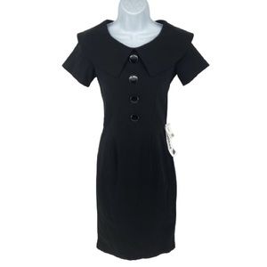NWT Tatyana Black Peter Pan Neckline Button Accent Pin Up Wiggle VLV Rita Dress